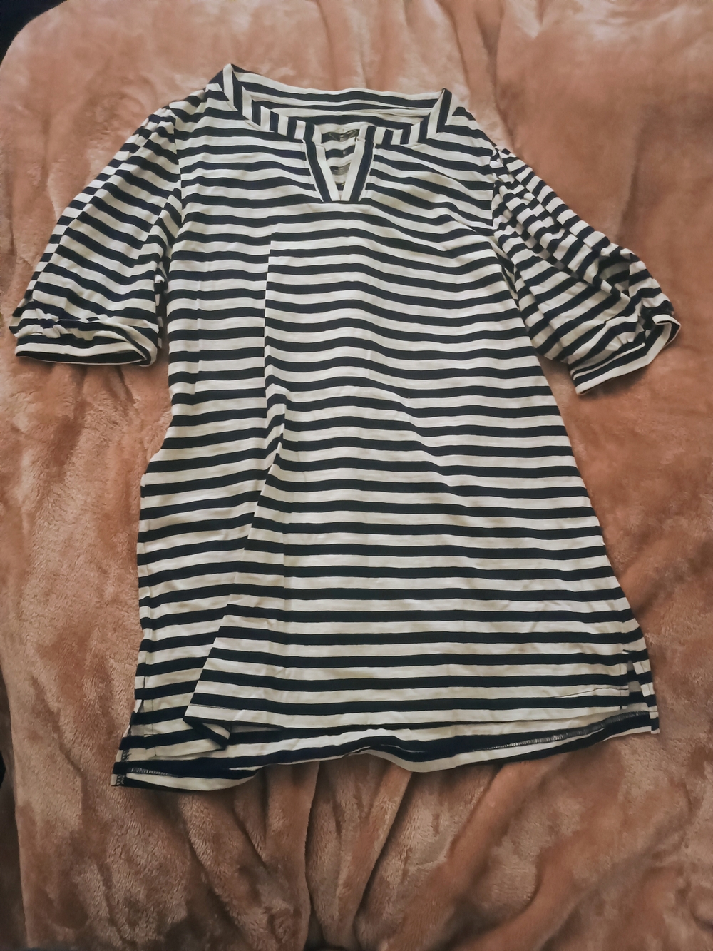 St. John's Bay Black and White Striped Button-Down Top